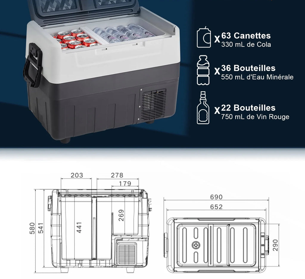 Dvoconski kompresorski hladilnik CoolBox 55L- 12V/24V/220V – za avto, kamp in dom