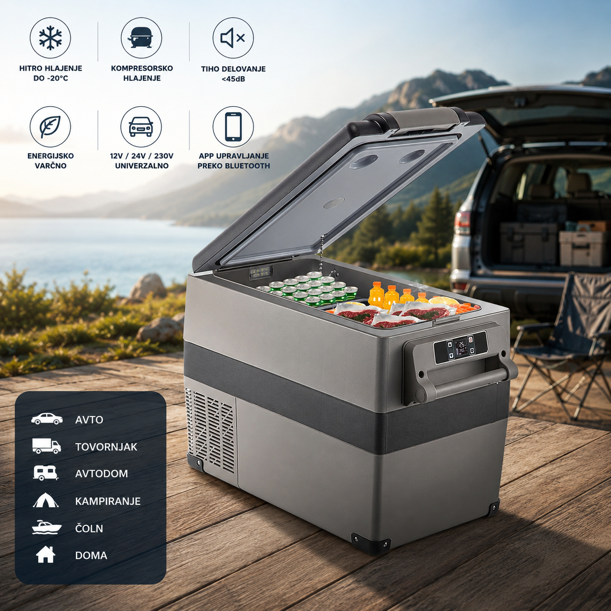 Prenosni kompresorski hladilnik CoolBox 45L - 12V/24V/220V