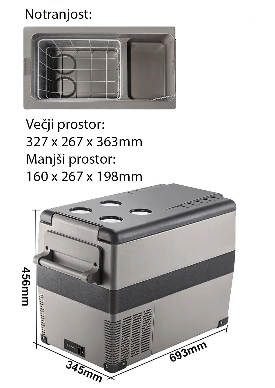 Prenosni kompresorski hladilnik CoolBox 45L - 12V/24V/220V
