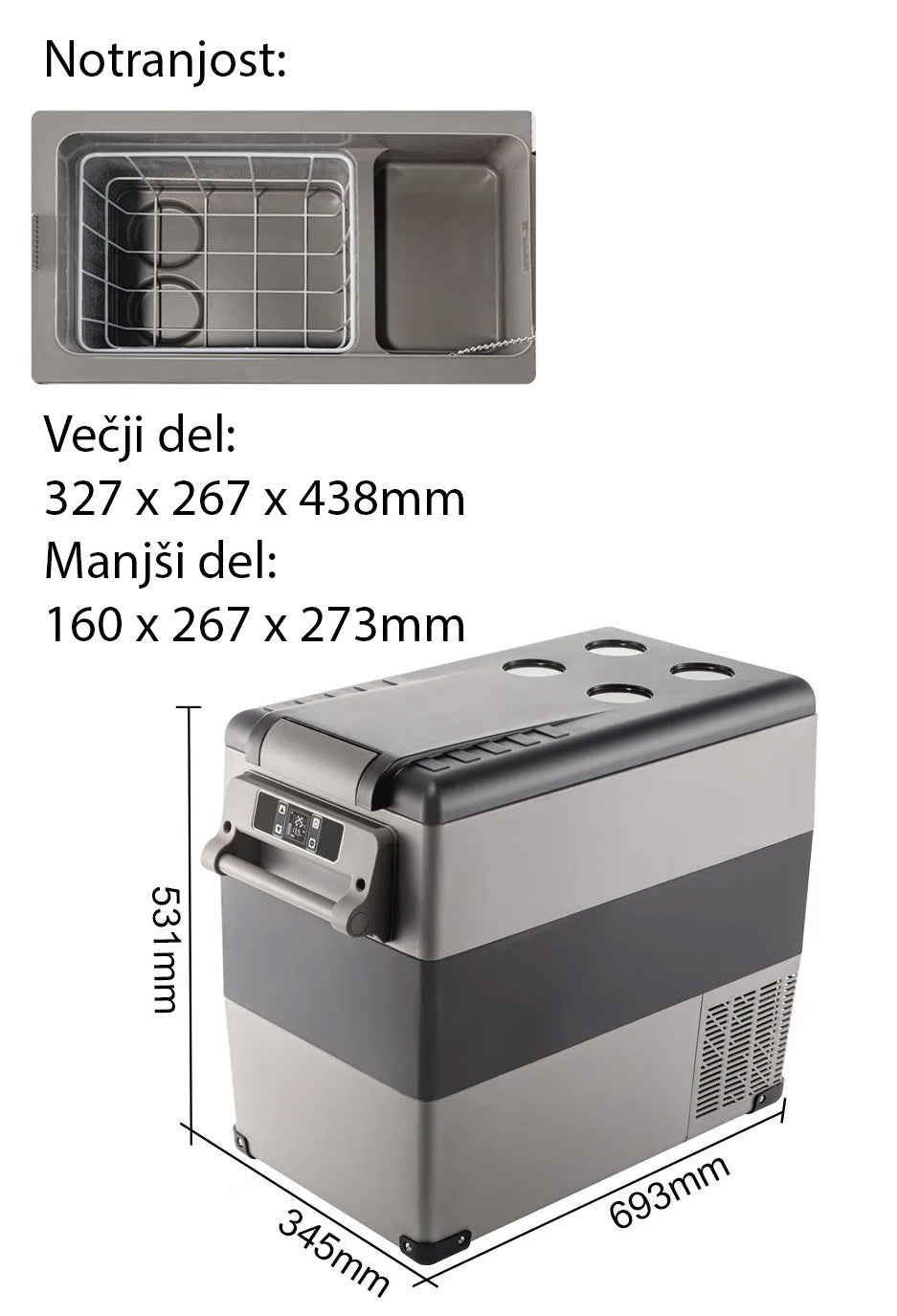 Prenosni kompresorski hladilnik CoolBox 55L-12V/24V/220V