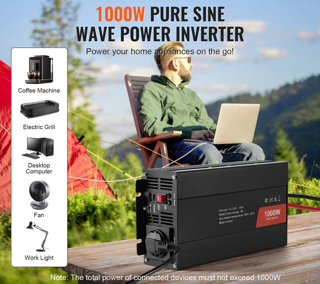 Pretvornik napetosti 12V na 220V - 1000W Pure Sine | SG-1000