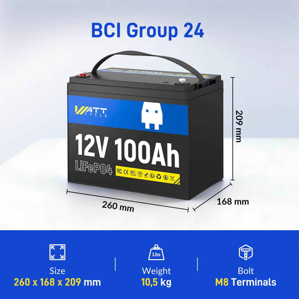 WattCycle 12V 100Ah LiFePO4 akumulator