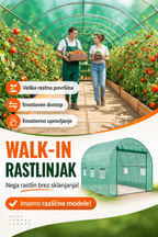 Vrtni rastlinjak 6x3x2m – kovinski rastlinjak s folijo