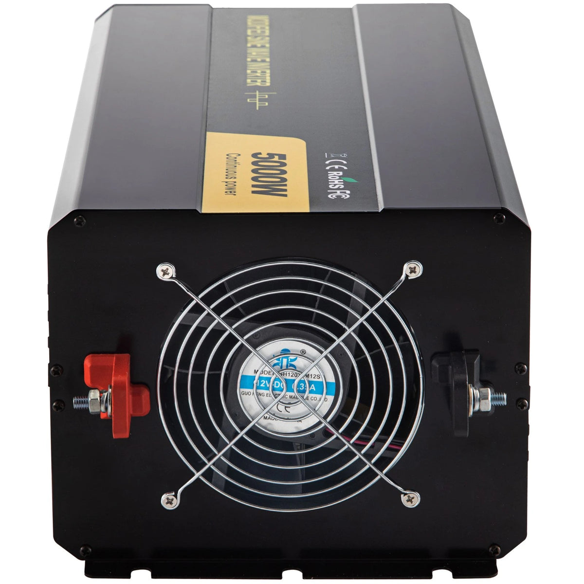 Zadnji pogled na ventilator in akumulatorska priključka – 5000 W