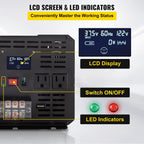 Prikaz LCD-zaslona, signalnih lučk in izhodnih priključkov – 5000 W
