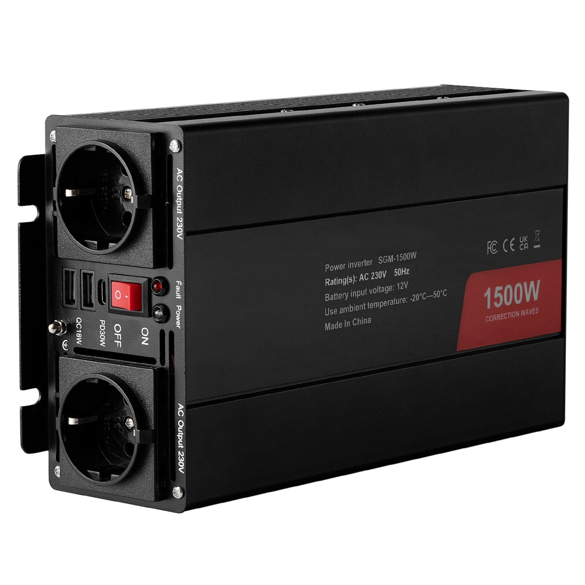 Podrobnejši pogled na vtičnice in oznake moči – 1500 W