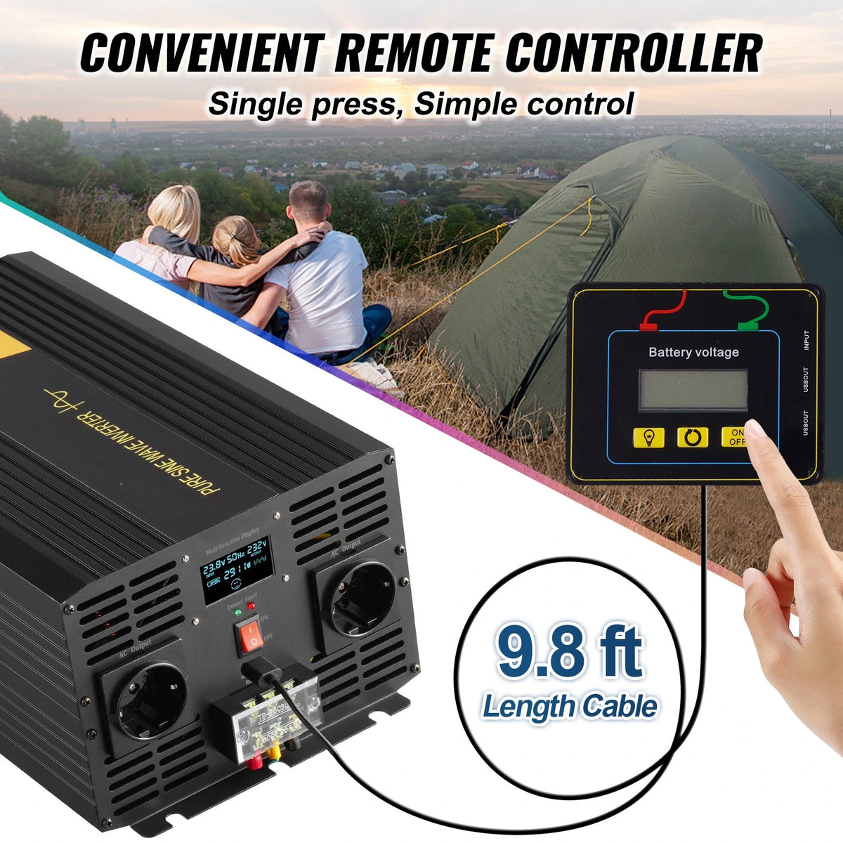 Prikaz žičnega upravljalnika in njegovega povezovalnega kabla – 3000 W