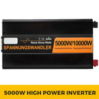 Zgornji pogled na ohišje in oznako trajne ter vršne moči – 5000 W
