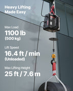 Prenosni električni dvižni vitel 500 kg, 1500 W z žičnim upravljanjem – infografika nosilnosti in višine dvigovanja