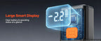 Povečan prikaz osvetljenega zaslona s podatkom o tlaku in bateriji