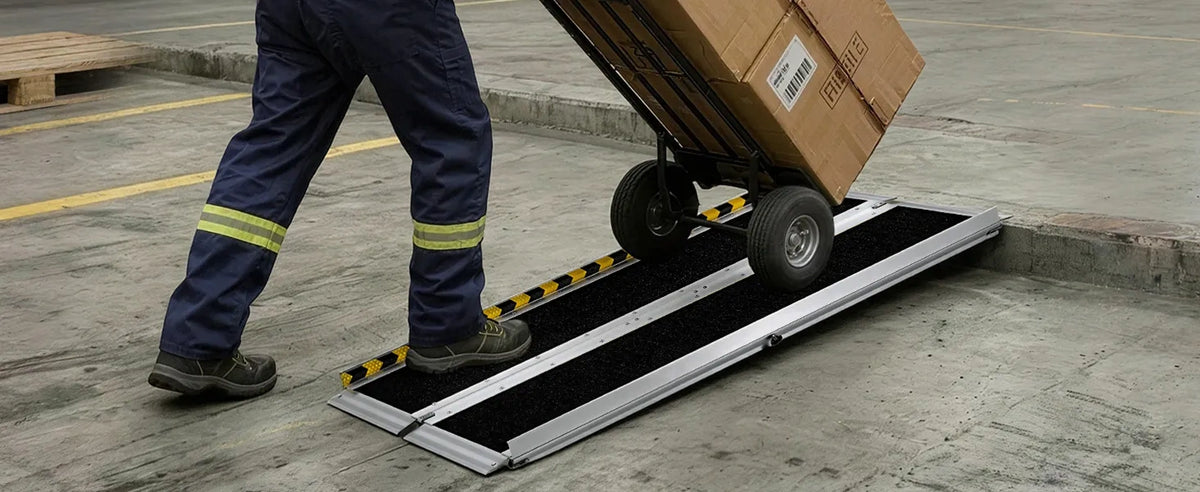 Prikaz klančine pri prevozu kartonov s transportnim vozičkom