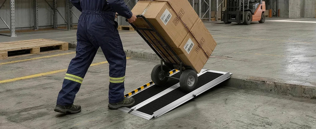 Prikaz klančine pri prevozu kartonov s transportnim vozičkom